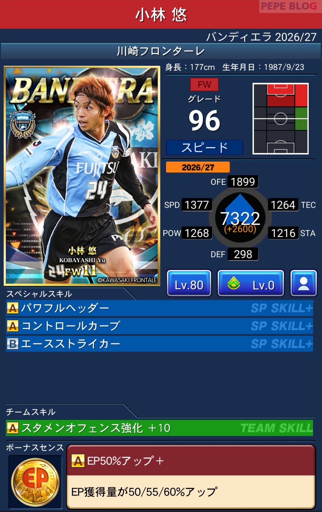 Jクラ バンディエラ2026-27 小林悠 川崎フロンターレ