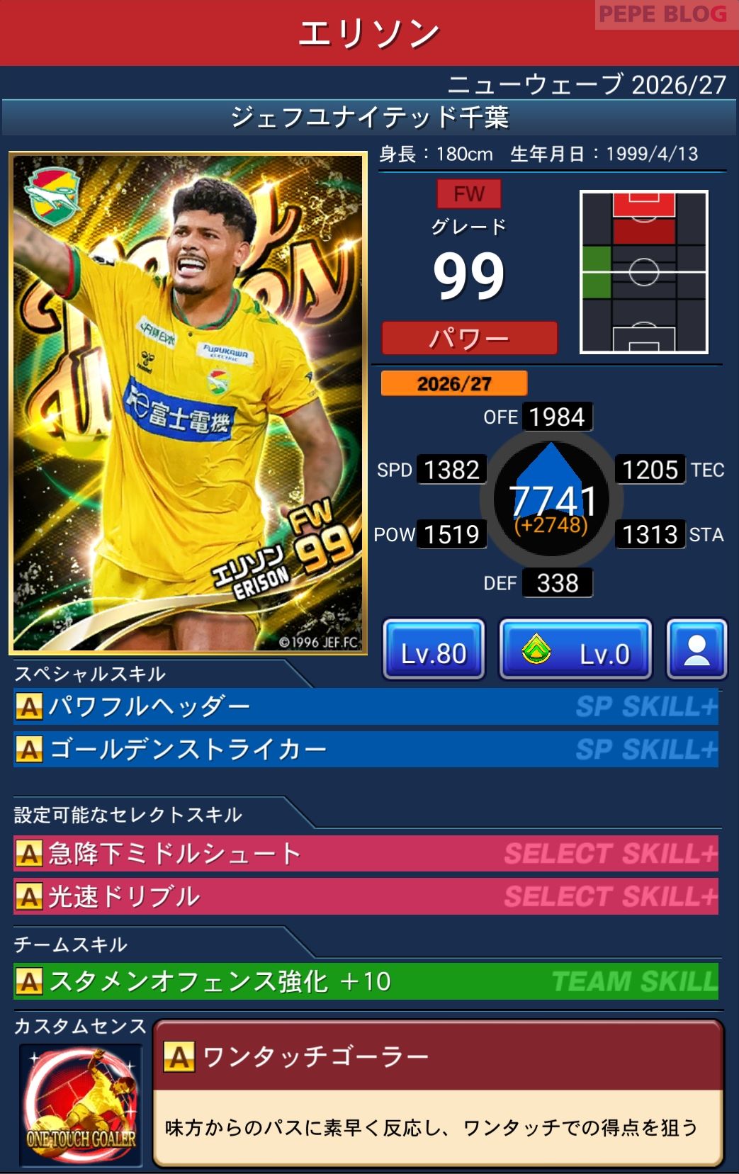 Jクラ ニューウェーブ2026-27 エリソン ジェフユナイテッド千葉