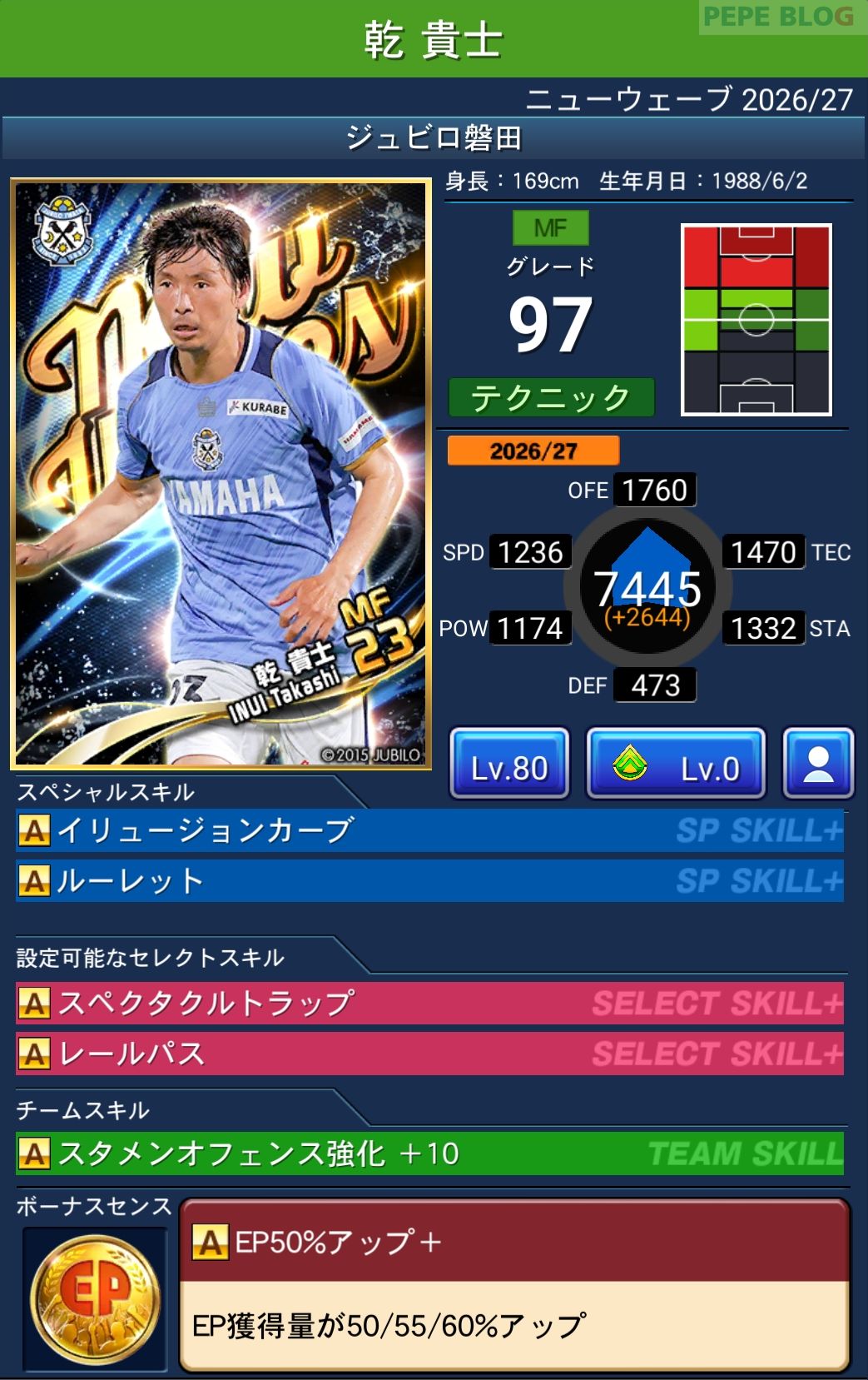 Jクラ ニューウェーブ2026-27 乾貴士 ジュビロ磐田