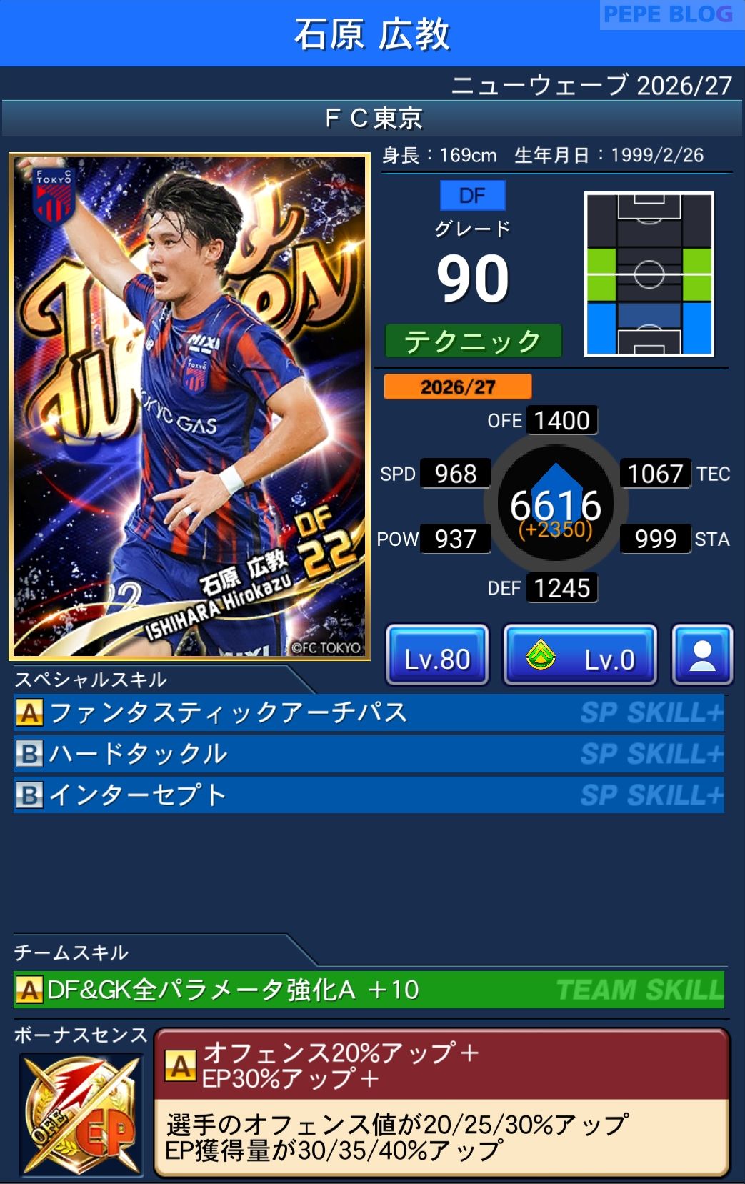Jクラ ニューウェーブ2026-27 石原広教 FC東京