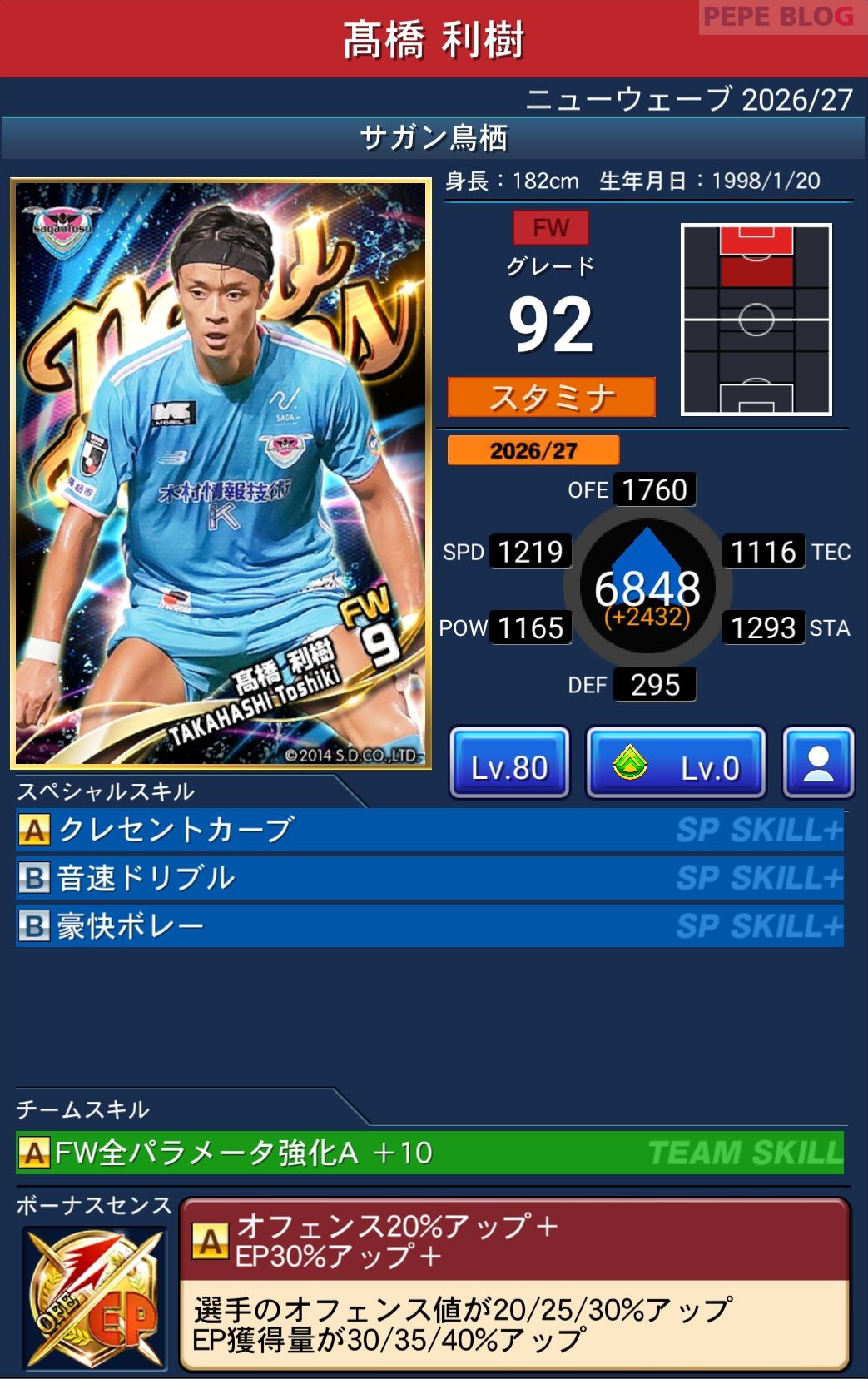 Jクラ ニューウェーブ2026-27 高橋利樹 サガン鳥栖