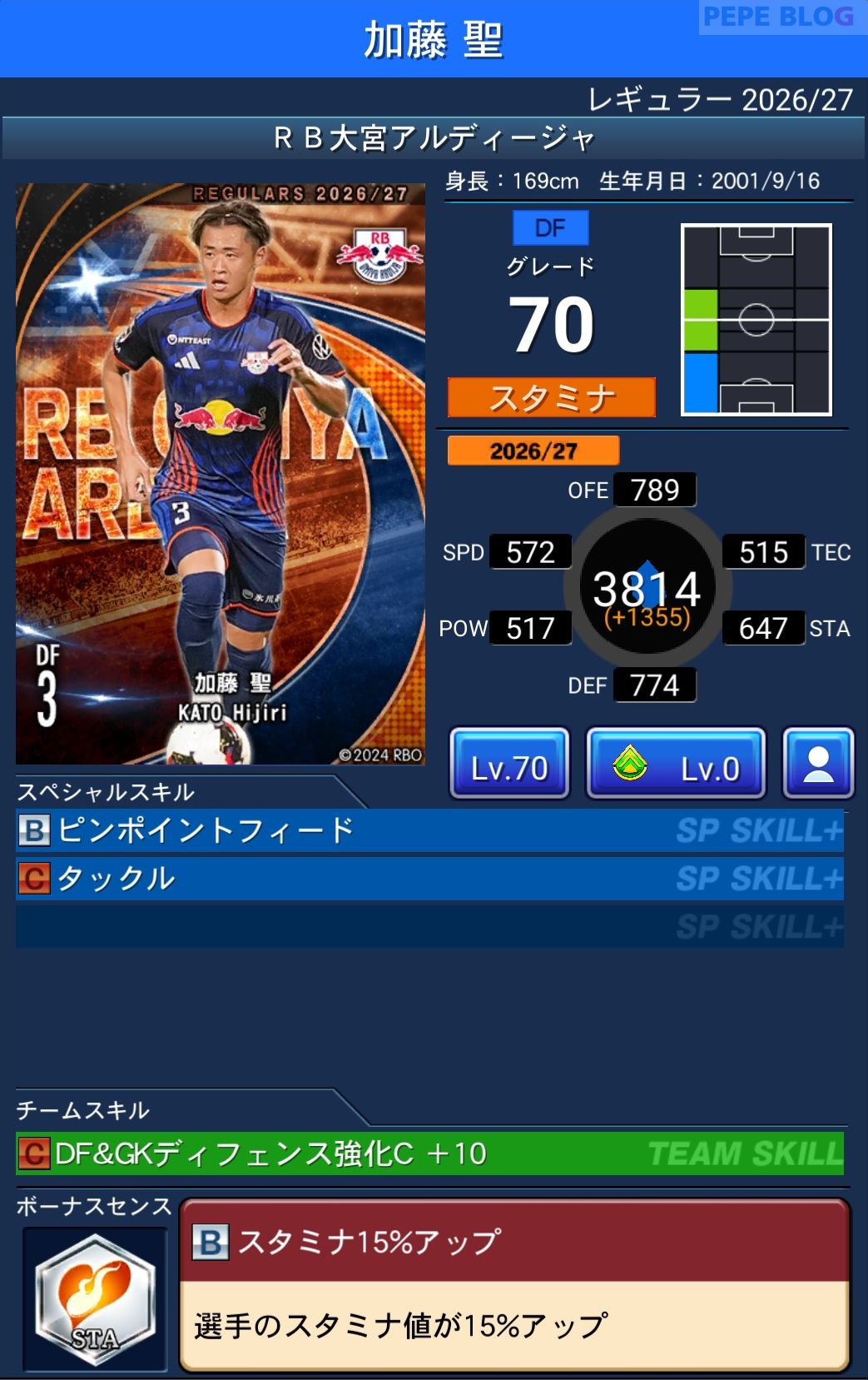 Jクラ レギュラー2026/27 RB大宮アルディージャ 加藤 聖 グレード70