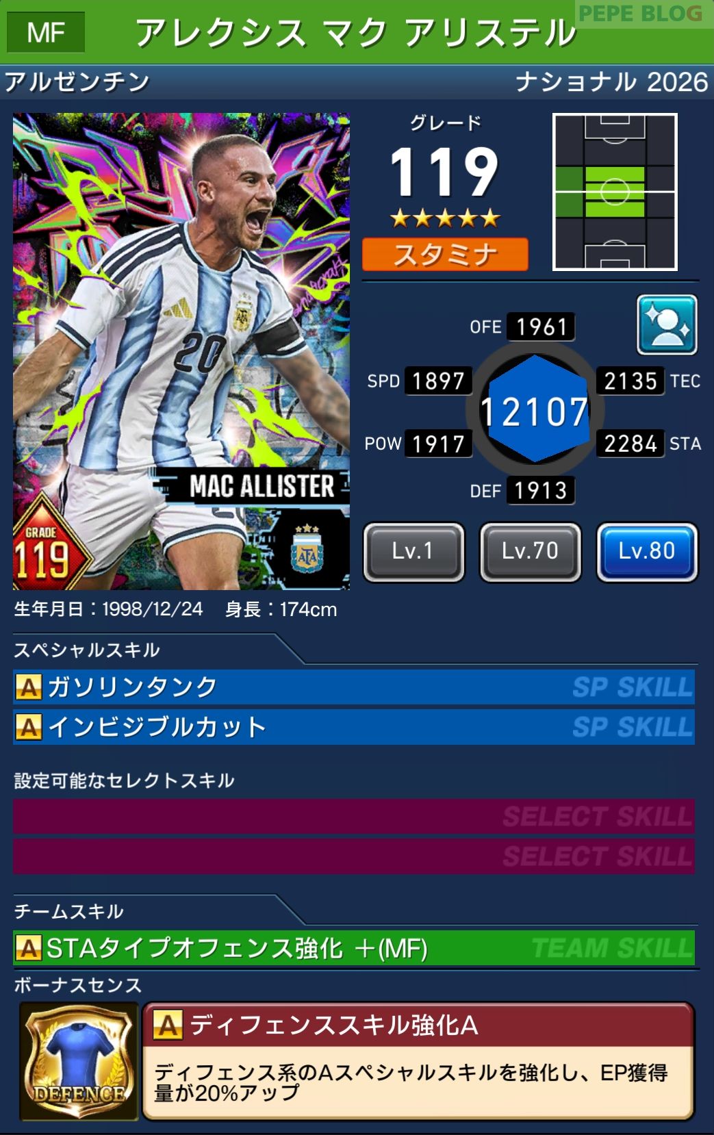 ウイコレ DYNAMOSナショナル2026 アレクシス マク アリステル アルゼンチン代表