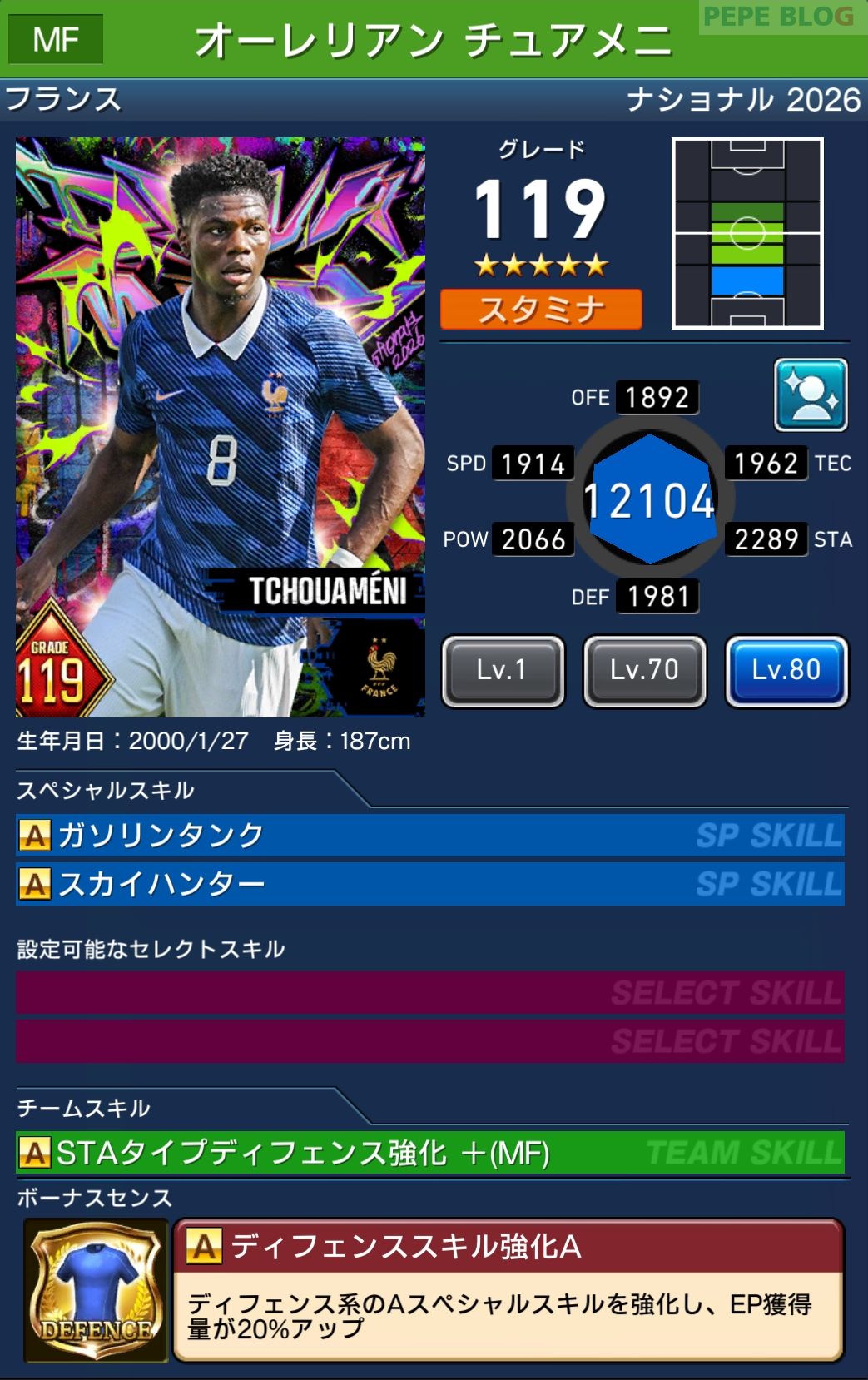 ウイコレ DYNAMOSナショナル2026 オーレリアン チュアメニ フランス代表