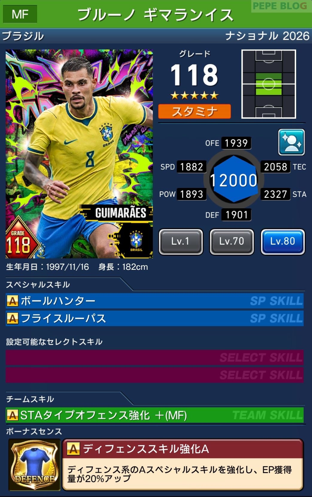 ウイコレ DYNAMOSナショナル2026 ブルーノ ギマランイス ブラジル代表