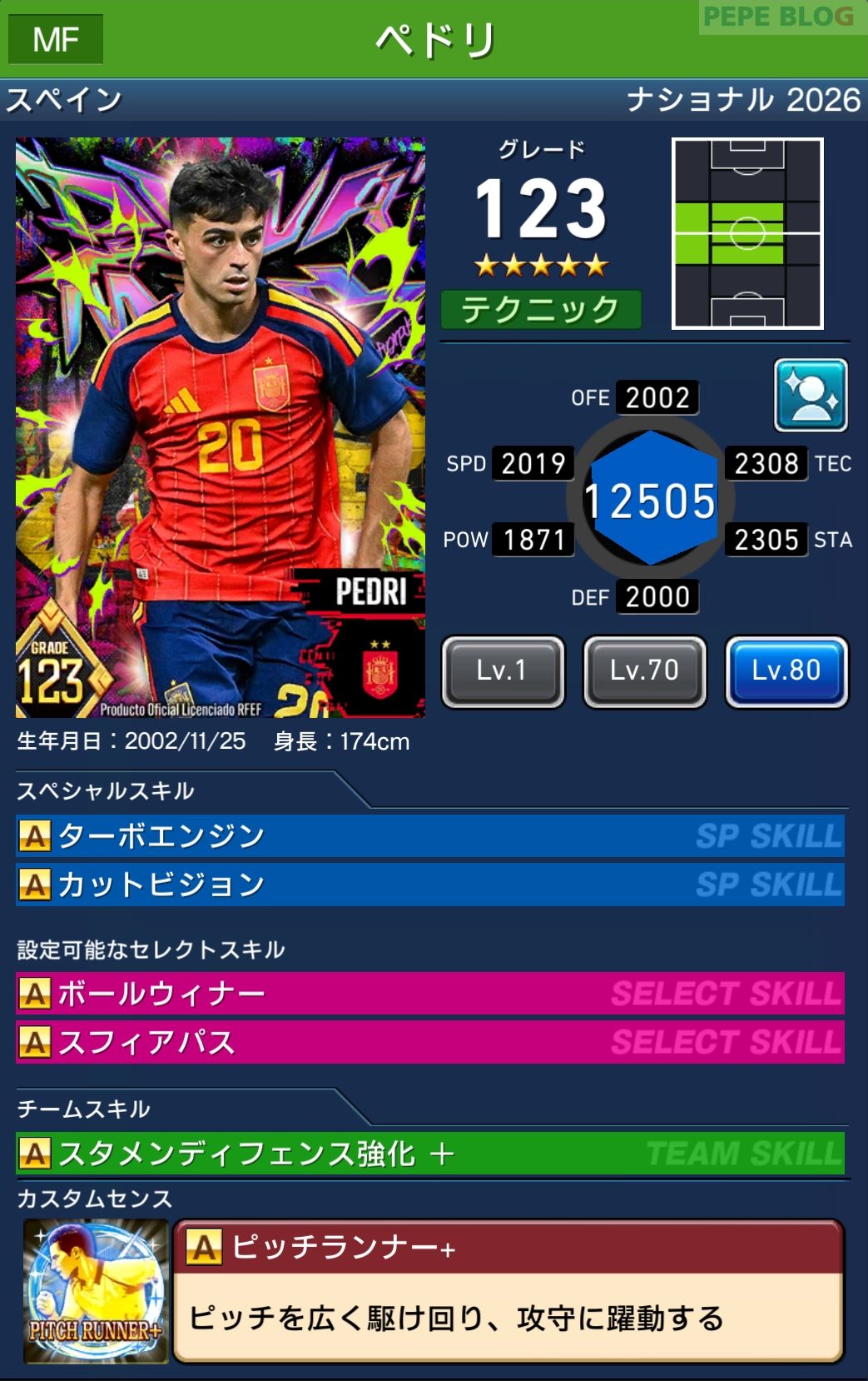 ウイコレ DYNAMOSナショナル2026 ペドリ スペイン代表