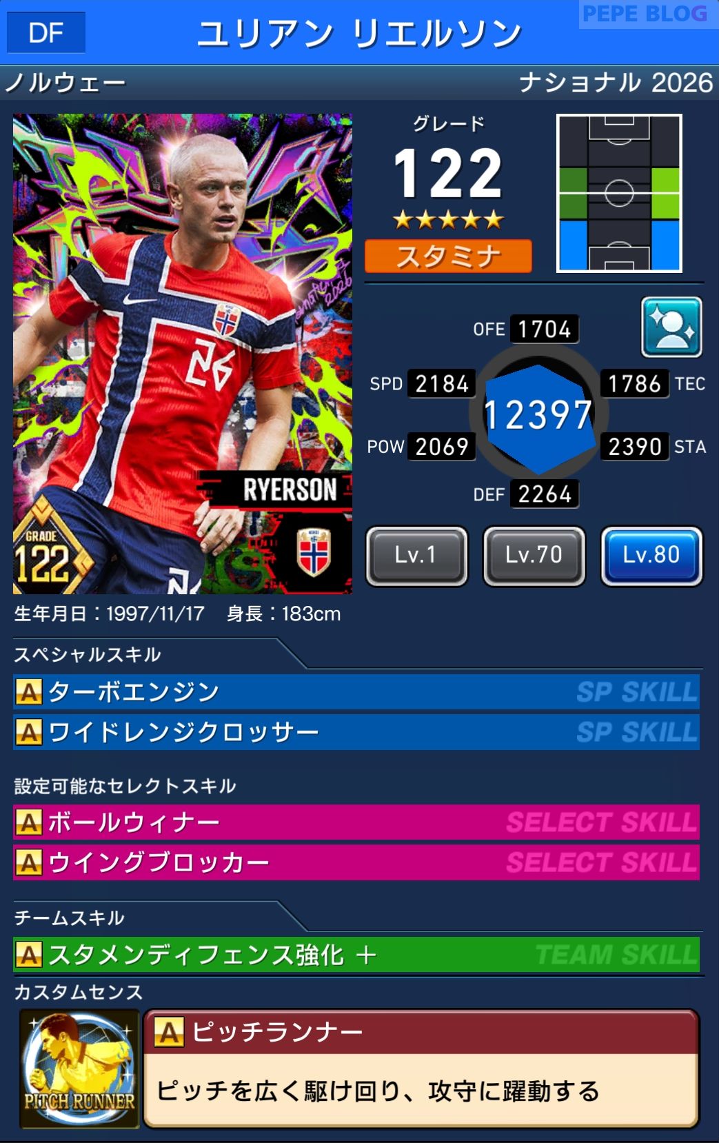 ウイコレ DYNAMOSナショナル2026 ユリアン リエルソン ノルウェー代表